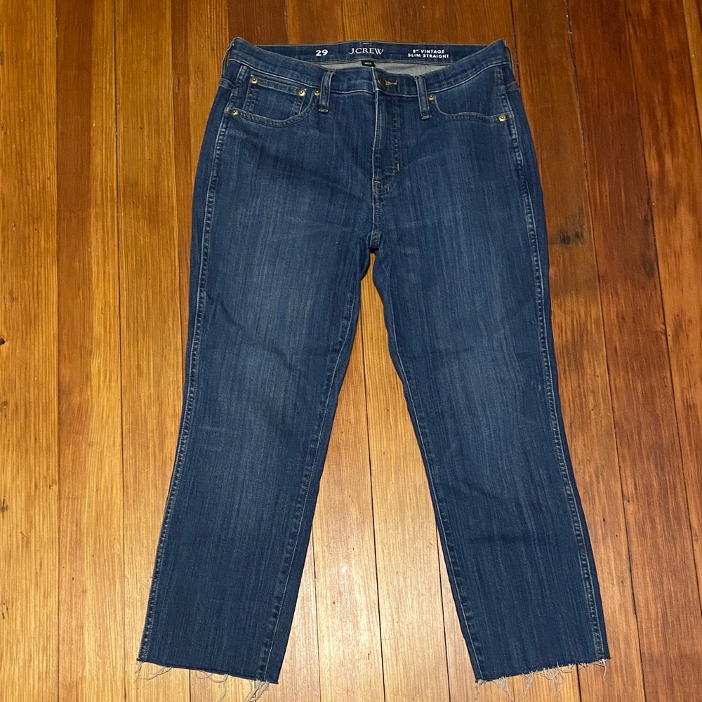 J. Crew 9” vintage slim straight Denim Jeans raw hem